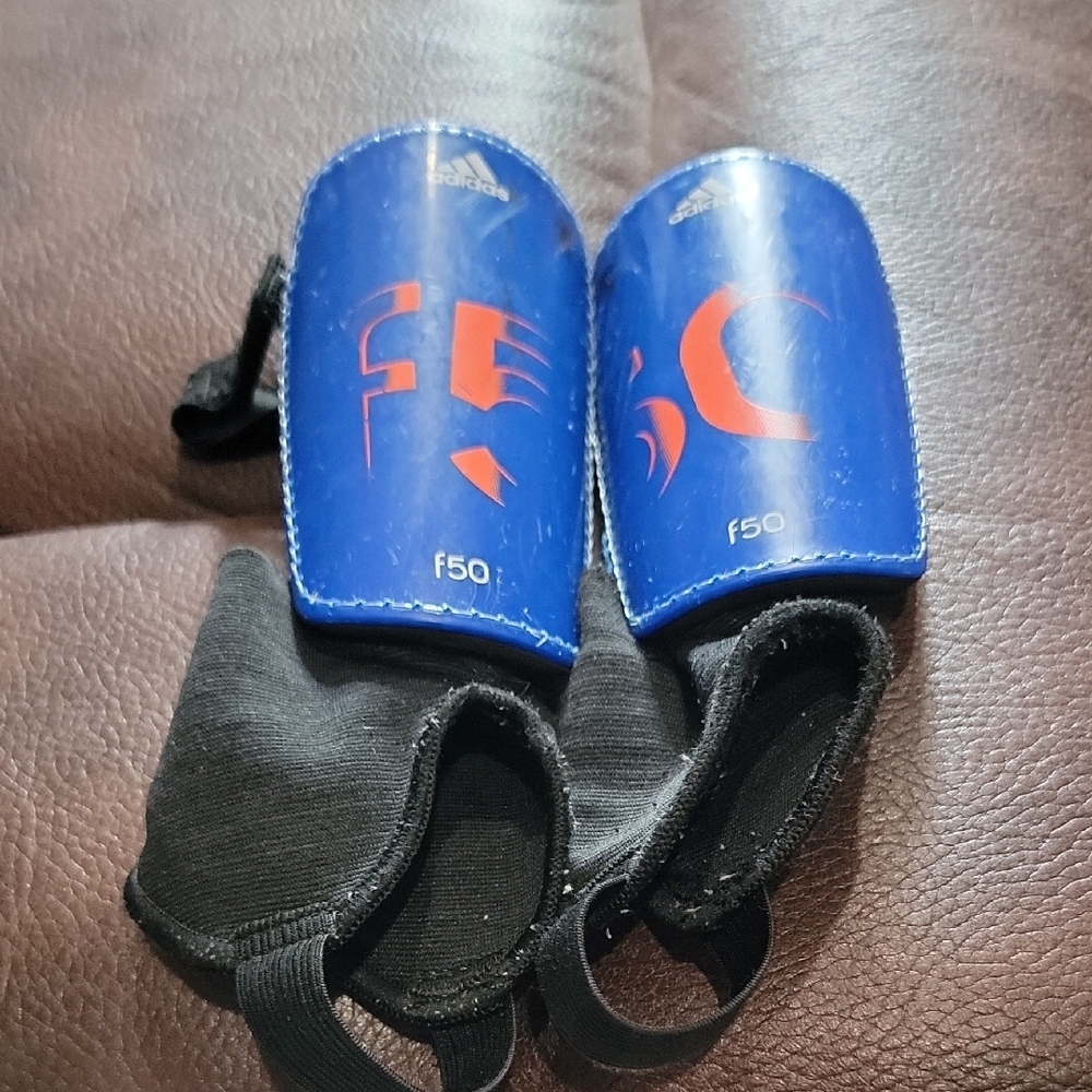 Adidas F50 Blue and Orange Shin Guards - Picture 2 of 4